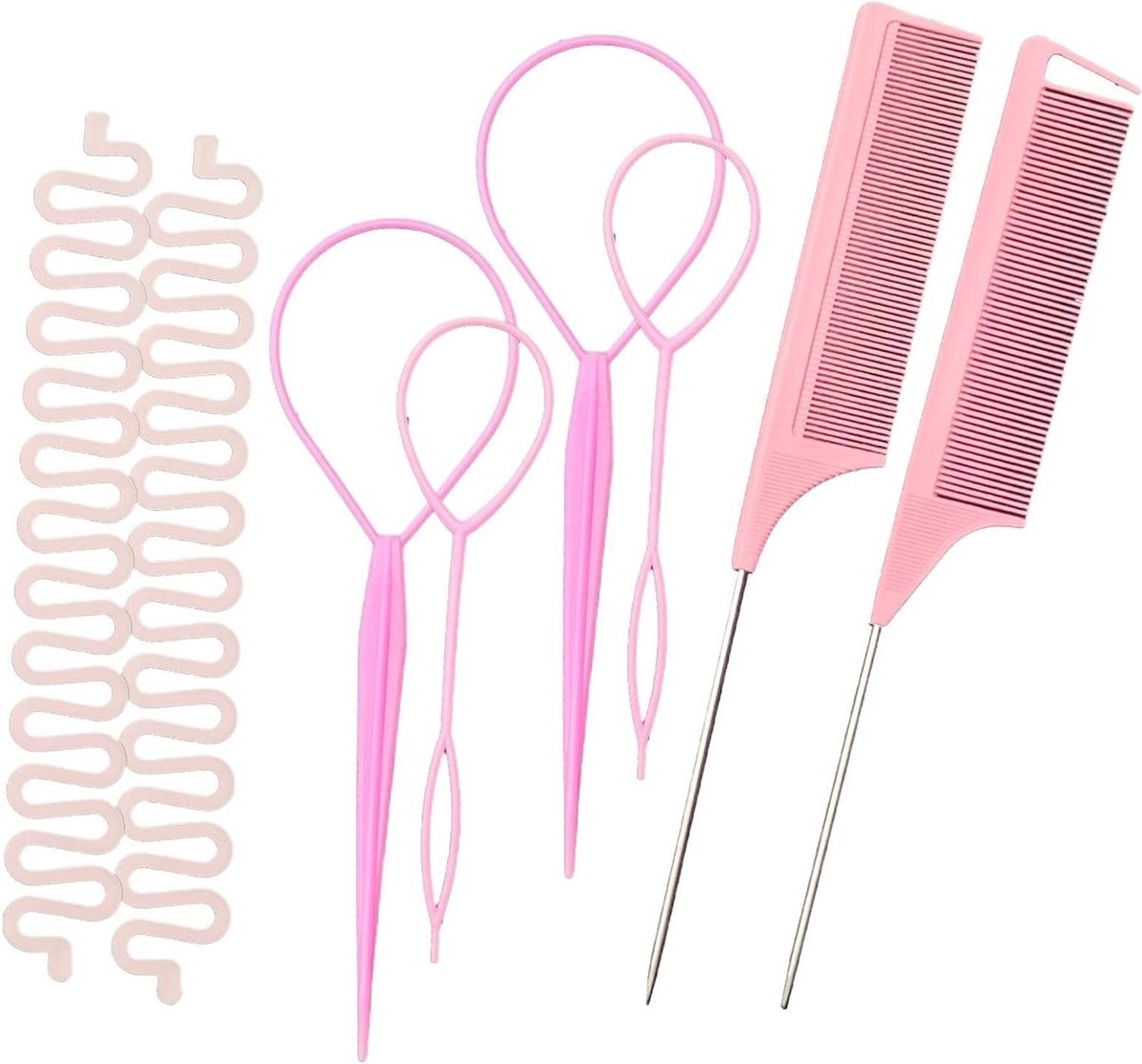 Haarstyling Tool Set - Vlechtkam Scheidingskam - Dagelijks Haar Stylen - Antislip Grip - 24 x 8 x 1 cm