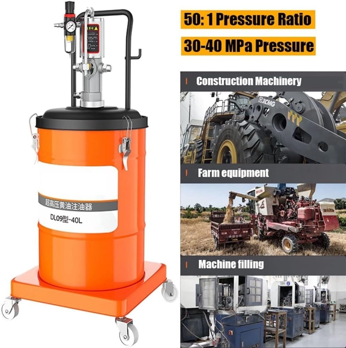 Pneumatische vetpomp - Luchtbediende pomp - Machine onderhoud - Hogedruk afgifte - 0.85 L/min - null
