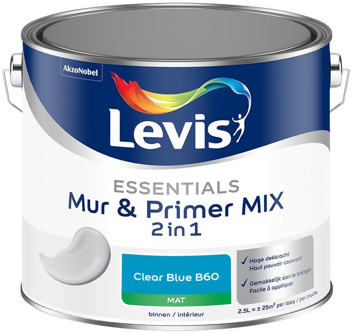 Levis - Essentials Mur & Primer Mix - Clear Blue B60 - Mengverf - 2,5 L