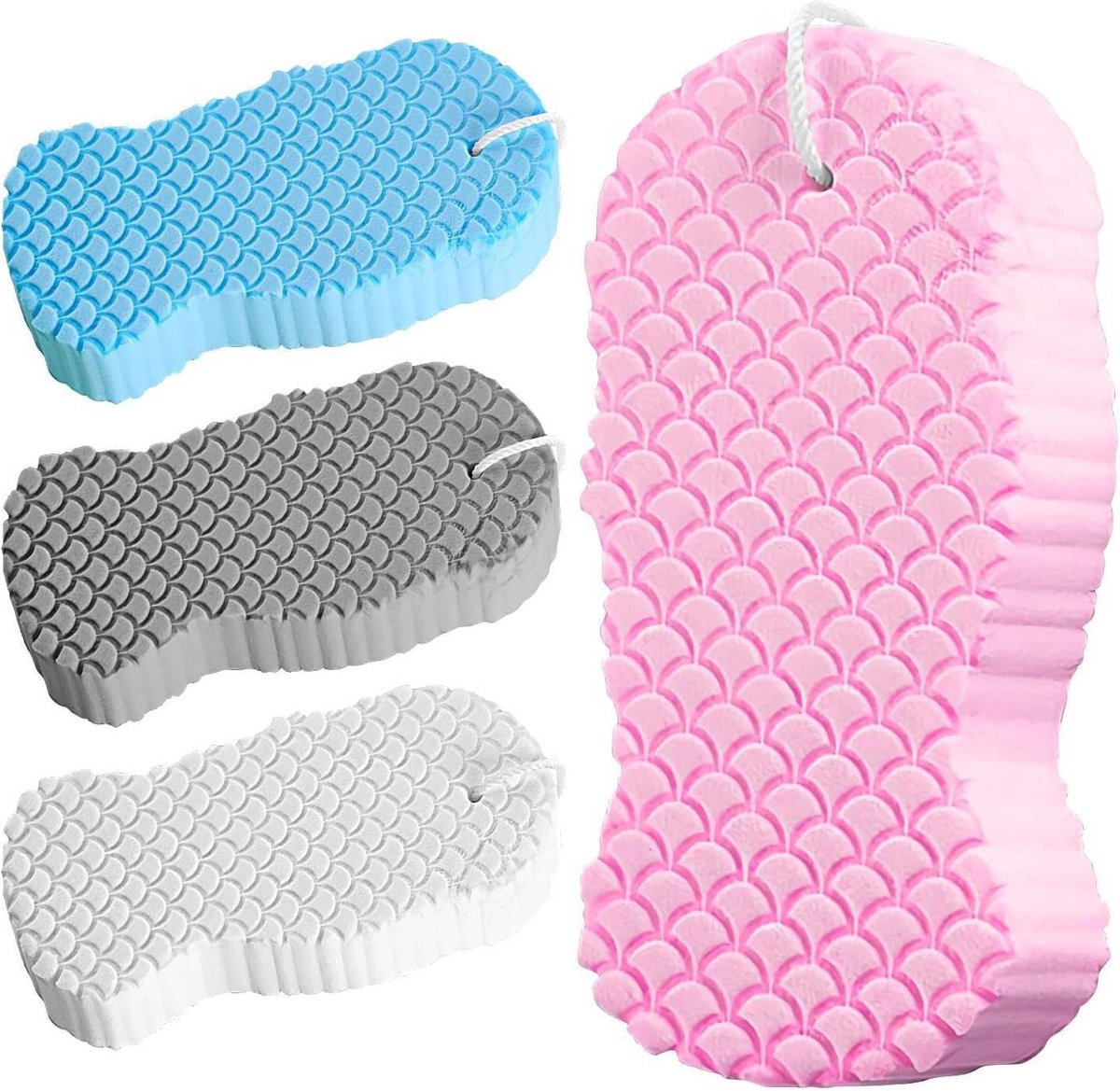 Douche Spons - Bad Spons - Huid Reinigen - Herbruikbaar - 4 stuks - Blauw