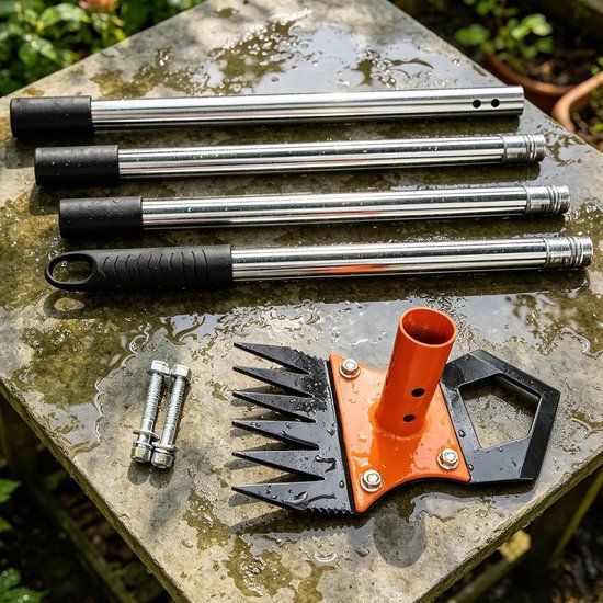 Tuin Hark - Gras onkruidgereedschap - Gazon Onderhoud - Verstelbare Handsteel - 155 cm - Zilver — afbeelding 2
