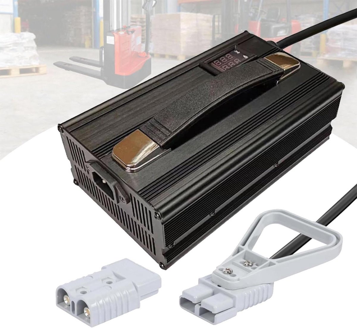 Batterijlader - Acculader Vorkheftruck - Voertuigen Opladen - Digitale LCD Display - 1200W - Zwart