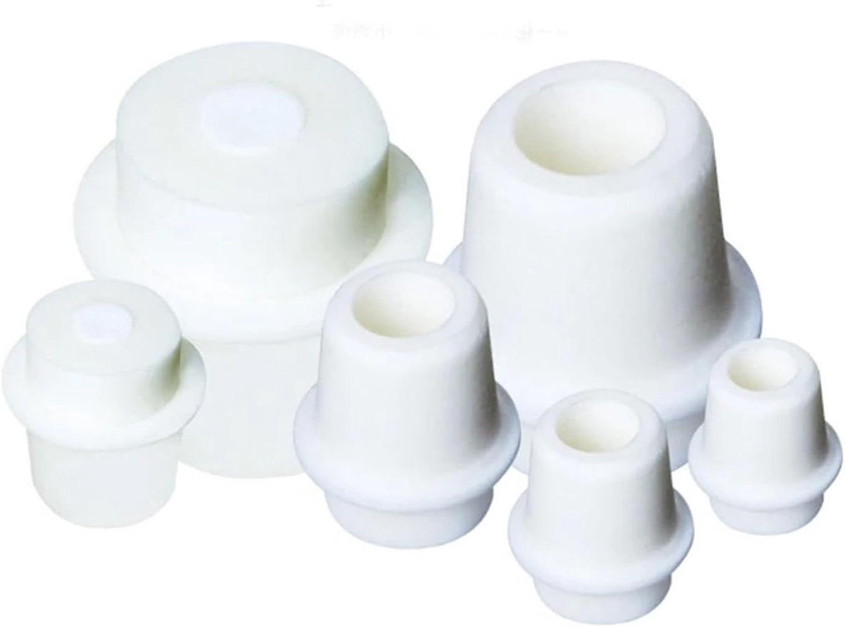 Erlenmeyer Pluggen - Fles Dop - Laboratorium Dichten - Duurzaam Silicagel - 10 stuks - Grijs
