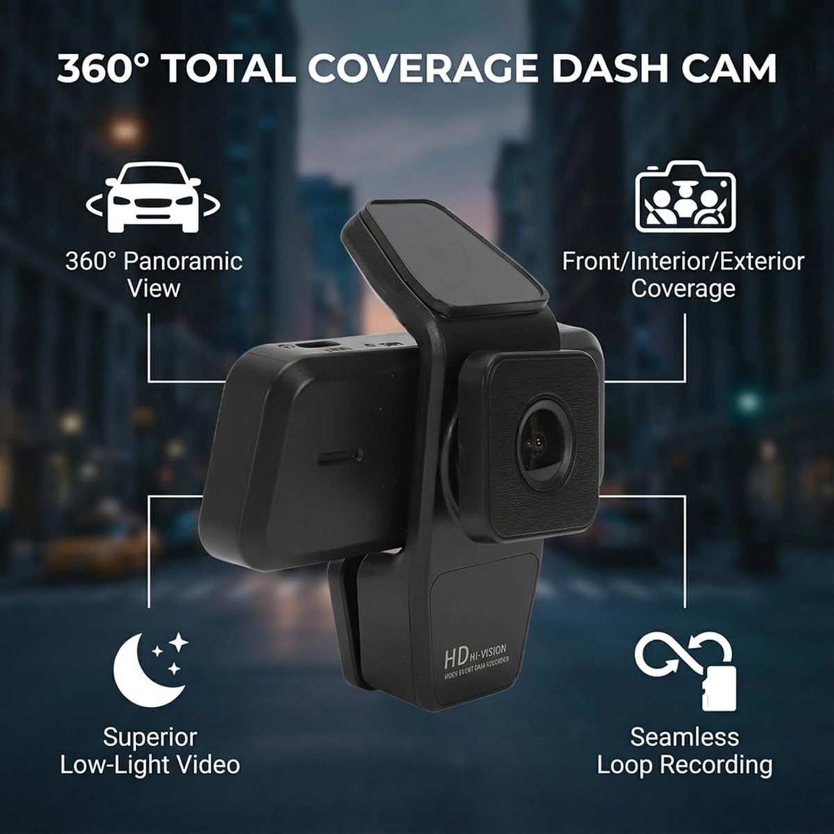 Dashcam 3 Kanaals - Auto Camera - Veilig Rijden - 360 Graden Zicht - 3.16 Inch Scherm - Zwart – foto 3