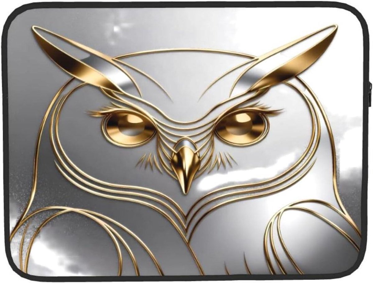 Laptop Sleeve - Computer Pouch - Apparaat Beschermen - Trendy Print - 13 Inch - Gouden Uil