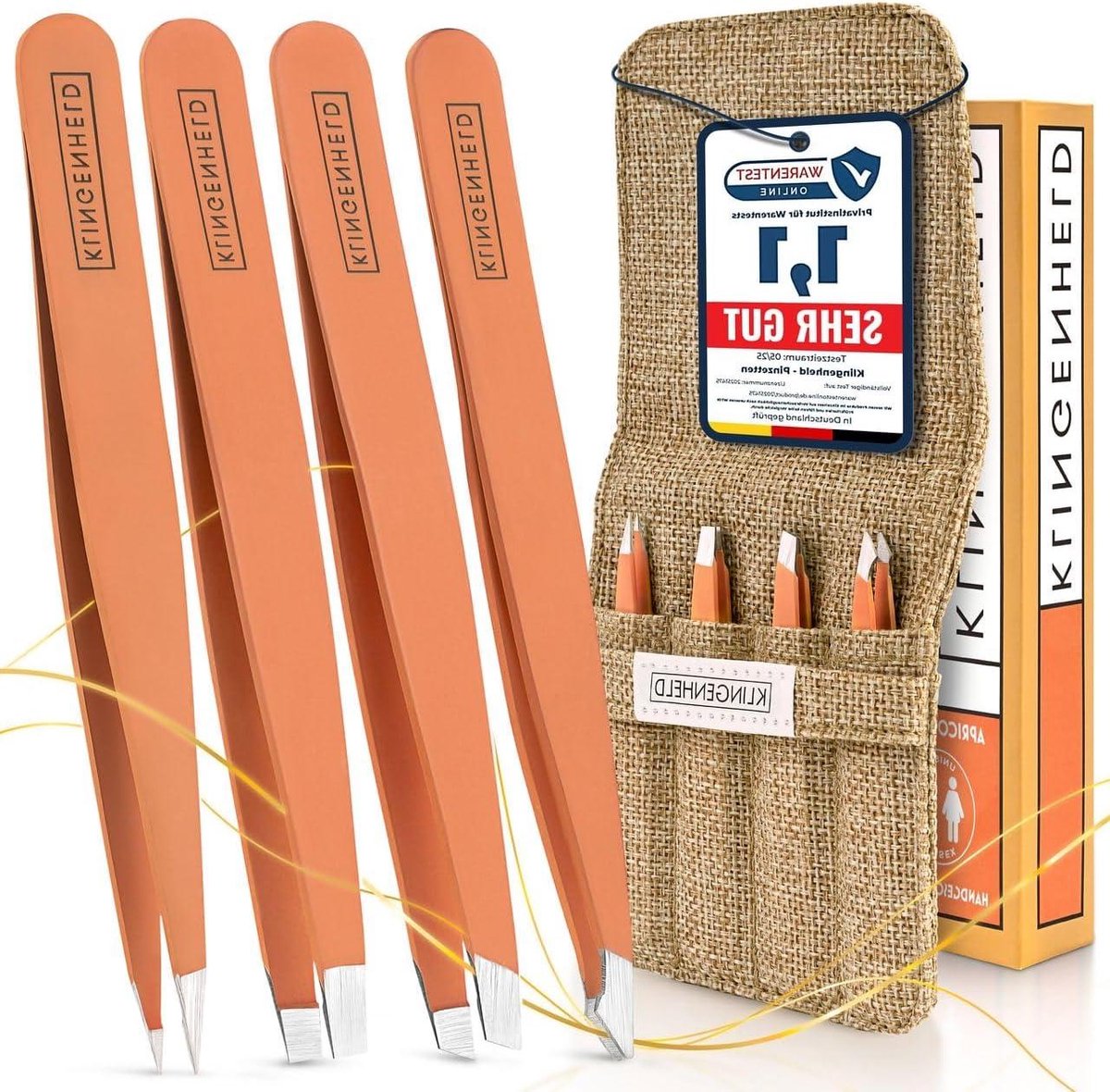 Pincet set - Precisie tangen - Haartjes verwijderen - Handgeslepen punten - 4 stuks - Apricot
