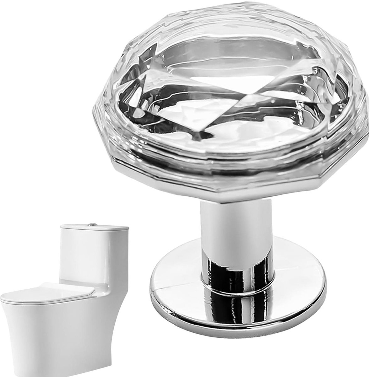 Toiletknop - Reservoirknop - Badkamer Decoratie - Nagelbescherming Ontwerp - 38 x 38 cm - Zilver
