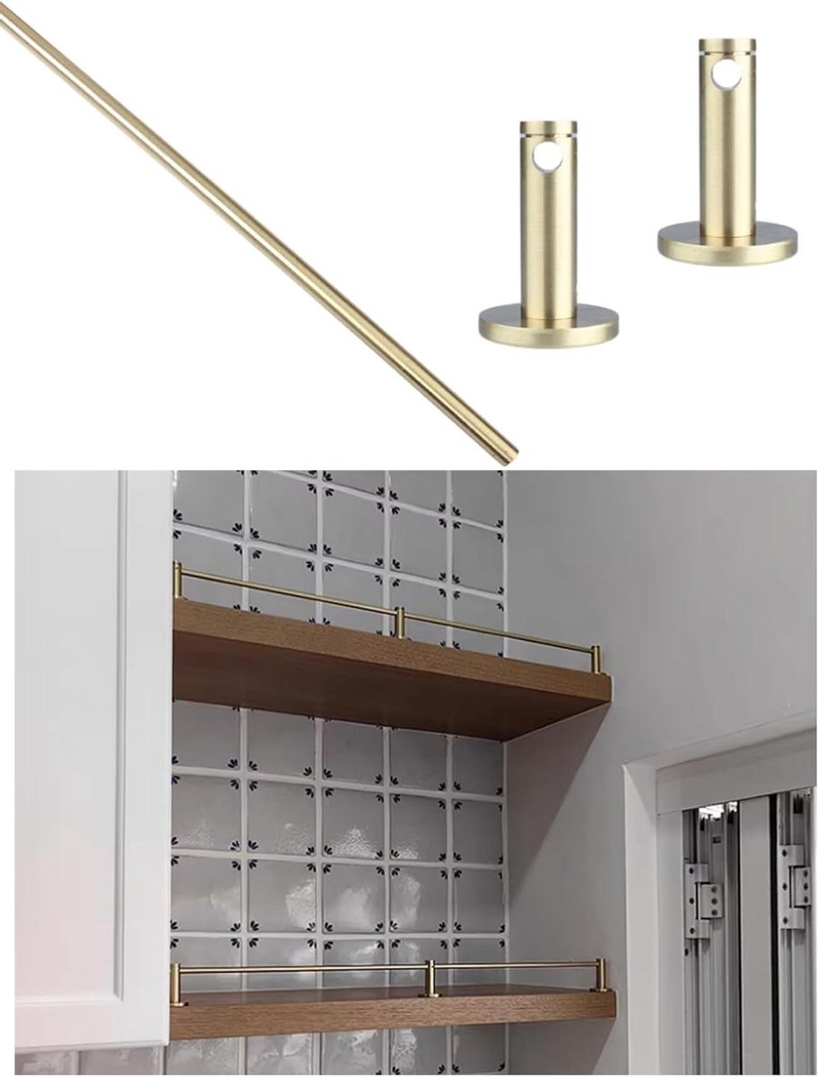Metalen Plankrails - Kantelrail Set - Spullen Beveiligen - Geen Boren Nodig - 80 cm - Messing