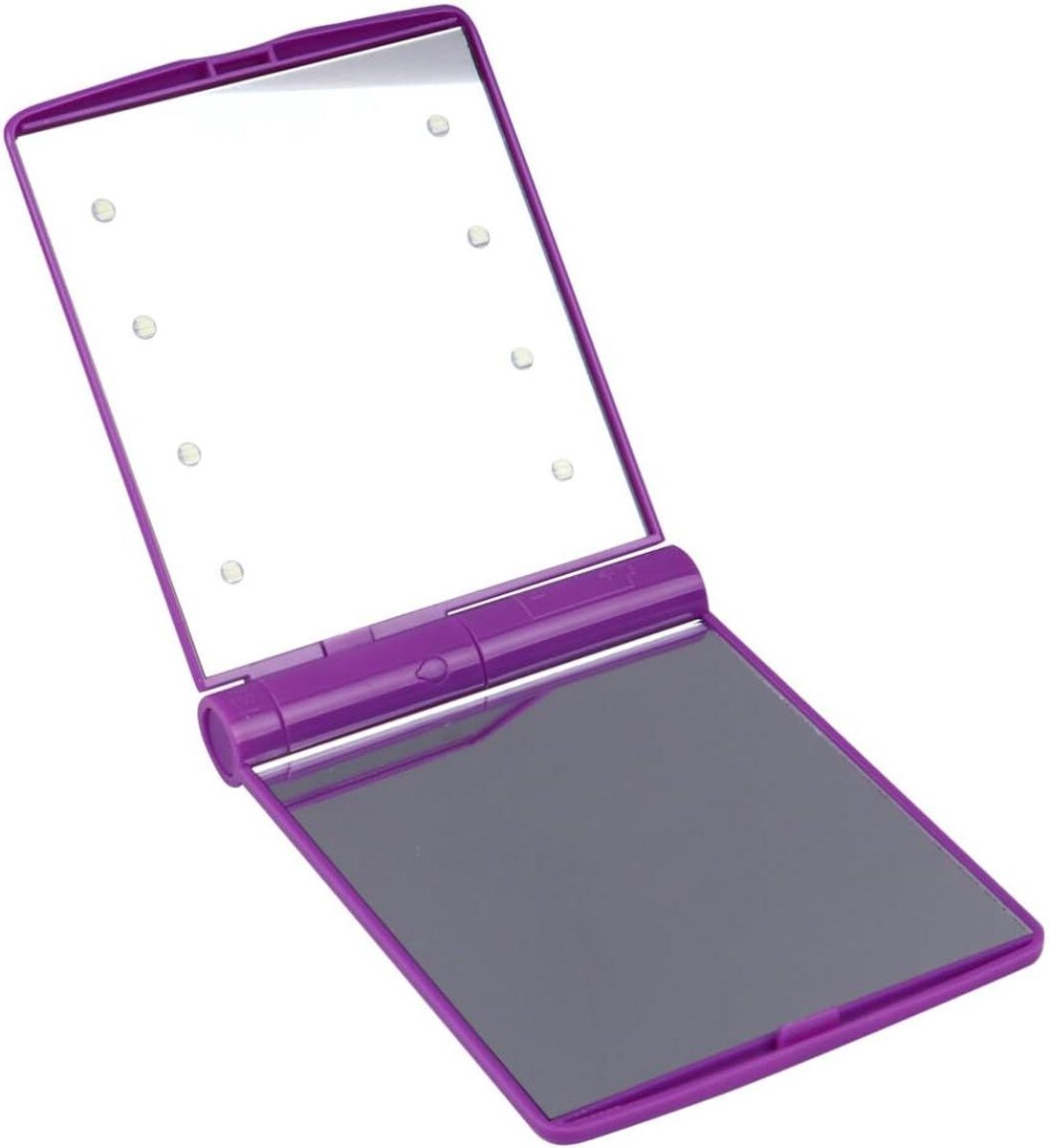 Make-up Spiegel - Compacte Spiegel - Snel Opfrissen - Verstelbaar Licht - Mini Formaat - Paars
