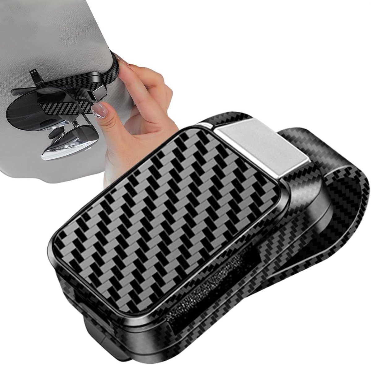 Zonnebril Houder - Auto Organizer - Veilig Opbergen - Carbon Fiber - 17 cm - Zwart