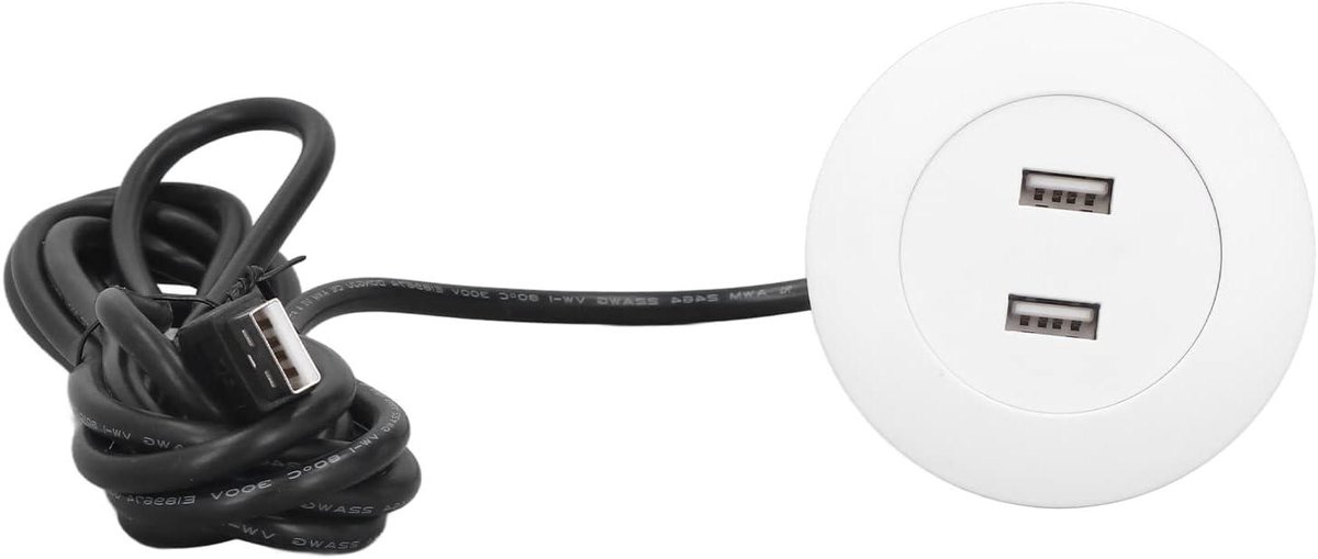 USB Oplaadpunt - Bank Lader - Apparaat Opladen - Dubbele Poorten - 2.5m Snoer - Wit