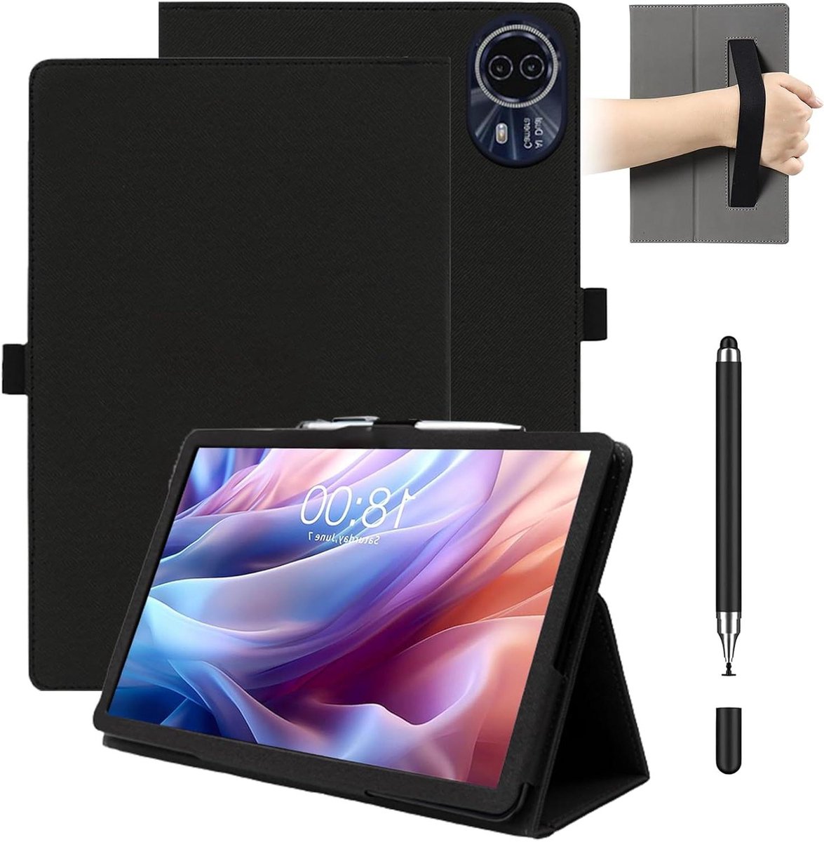 Tablethoes - Beschermhoes - Tablet Beschermen - Met Standaard - 12 inch - Zwart