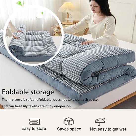Japanse Futonmatras - Vloermatras Opvouwbaar - Comfortabel Slapen - Extra Dik Ontwerp - 90x200cm - Grijs — afbeelding 2