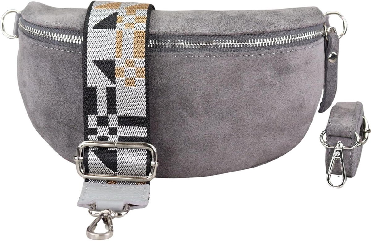 Heuptas Dames - Schoudertas - Dagelijks Gebruik - Handgemaakt Leer - 30 x 20 cm - Grijs