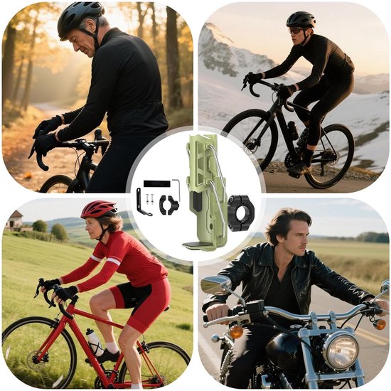 Fietsflessenhouder - Waterfles houder - Hydratatie tijdens rit - 360 graden rotatie - 6.5 x 9 x 21 cm - Groen — afbeelding 3
