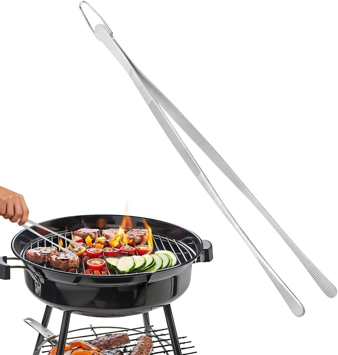 Keukenpincettang - Lange grijpers - Precisie koken - Oliebestendige coating - 302 cm - Metaal