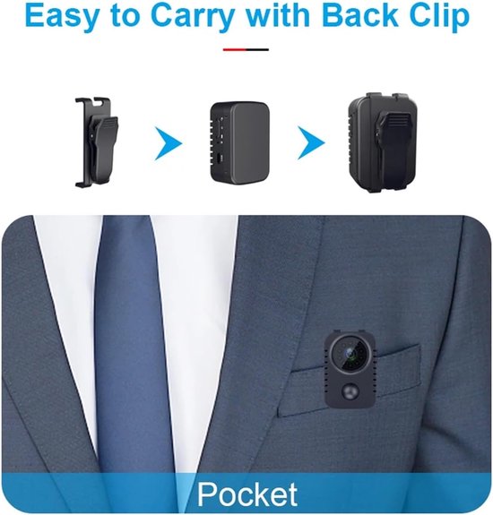 Mini Body Camera - Draagbare Recorder - Veiligheid Vastleggen - Bewegingsgevoelige Opname - 1080P HD - Zwart — afbeelding 4