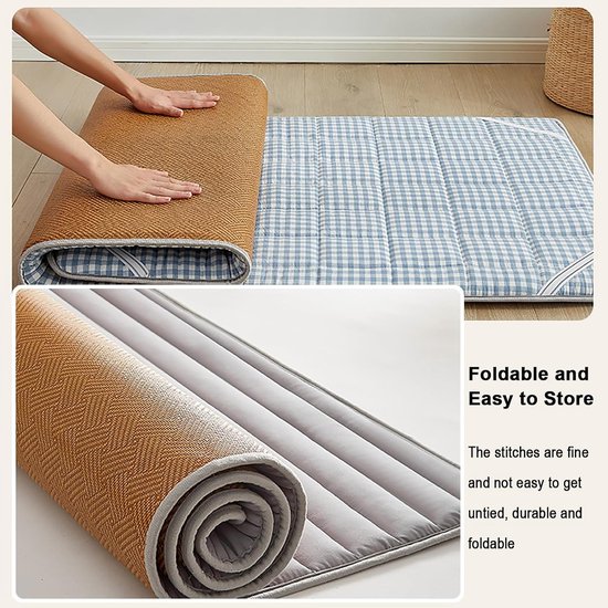 Opvouwbare Futonmatras - Vloerbed Slapen - Ruimte Besparen - Ergonomisch Ontwerp - 120 x 200 cm - Grijs — afbeelding 2
