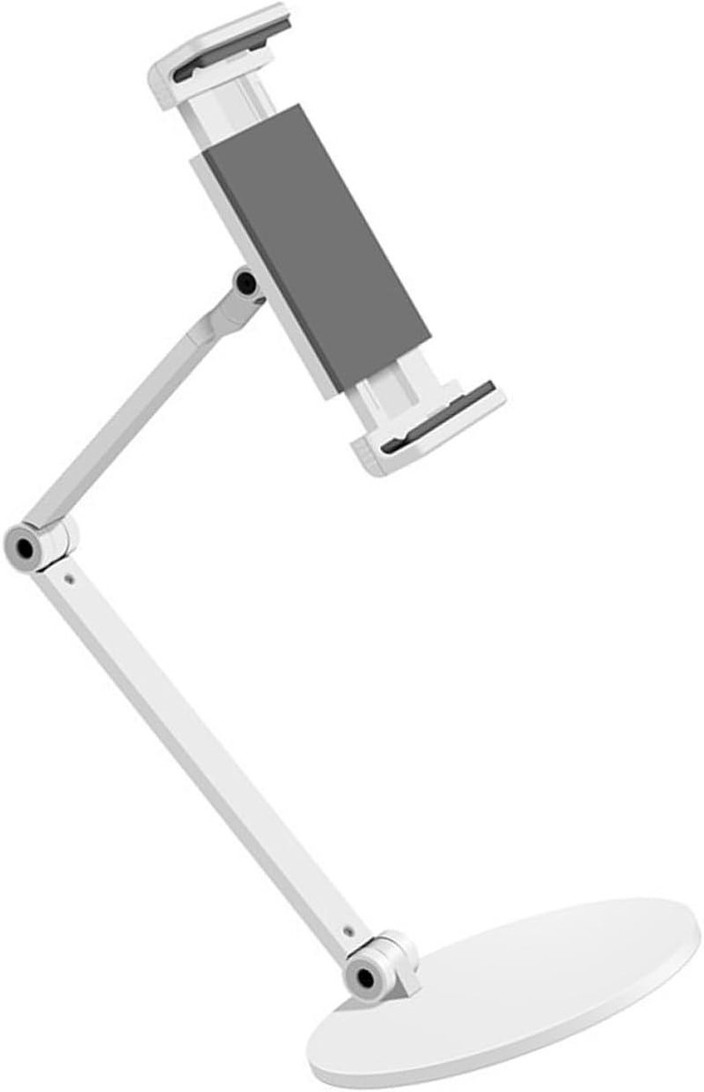 Tablet Standaard - Bureau Houder - Comfortabel Kijken - 360 Graden Rotatie - 47-129 Inch - Wit