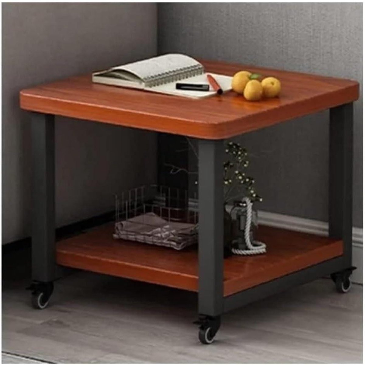 Printertafel - Opbergrek Bureau - Kantoor Organiseren - Met Zwenkwielen - 50x50x50cm - Veelkleurig