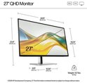 27 inch QHD monitor met afmetingen en gewicht.