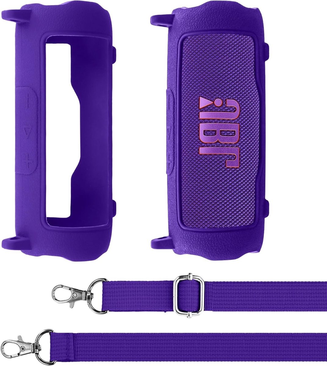 Siliconen Beschermhoes voor Draagbare Bluetooth Speaker, Schouderband en Reisopberging, Geschikt voor JBL Flip 7 (Paars)