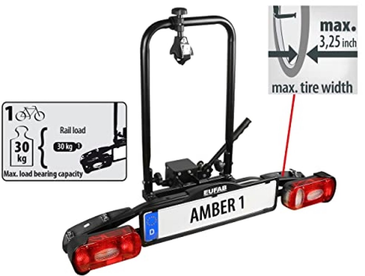 Fietsendrager voor trekhaak - voor 1 fiets - geschikt voor e-bike en oversized frames - gedeeltelijk voorgemonteerd - met snelsluiting en framehouder - model 11559 – foto 8