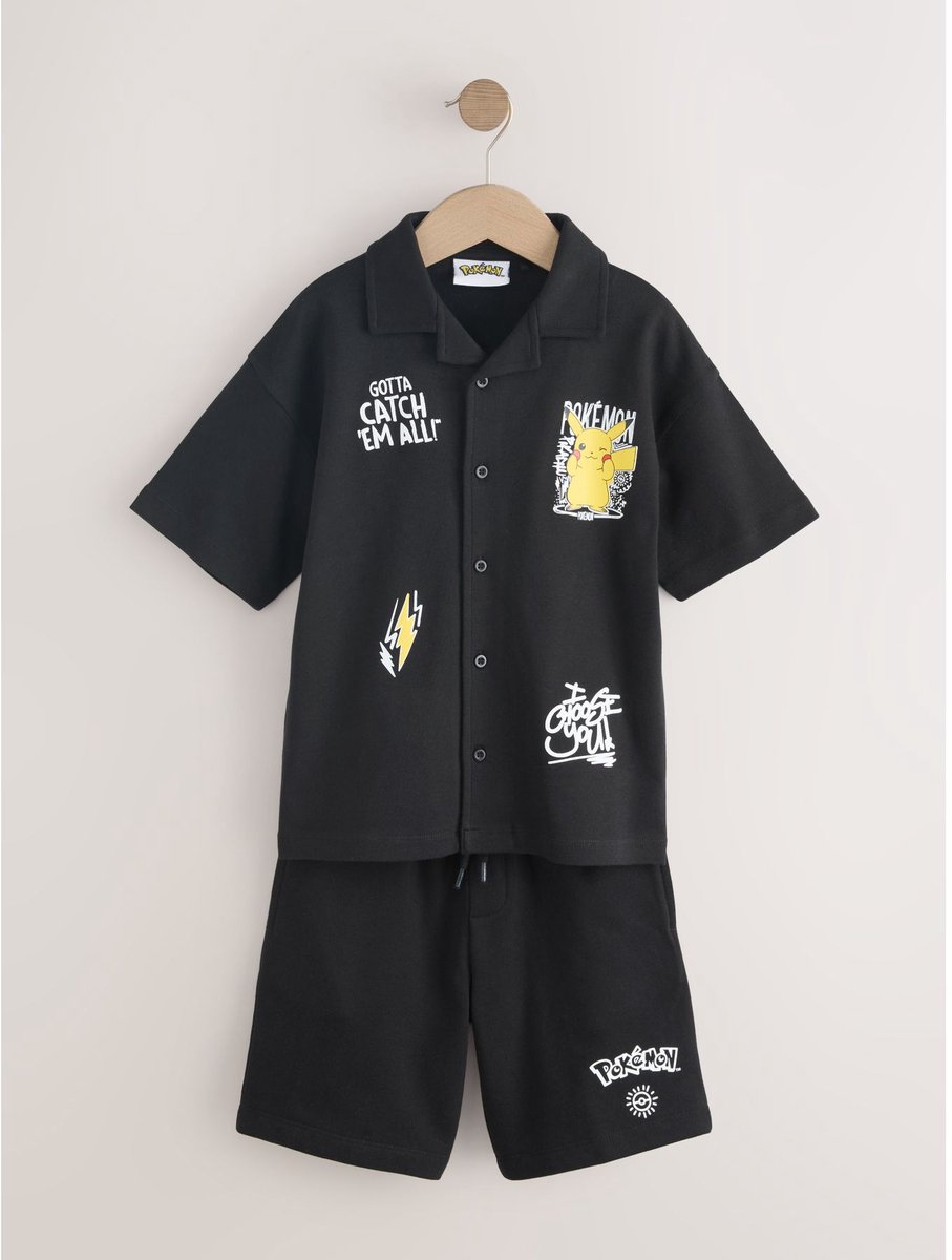 Next - Jongens - Pokemon pyjamatop en short - Zwart