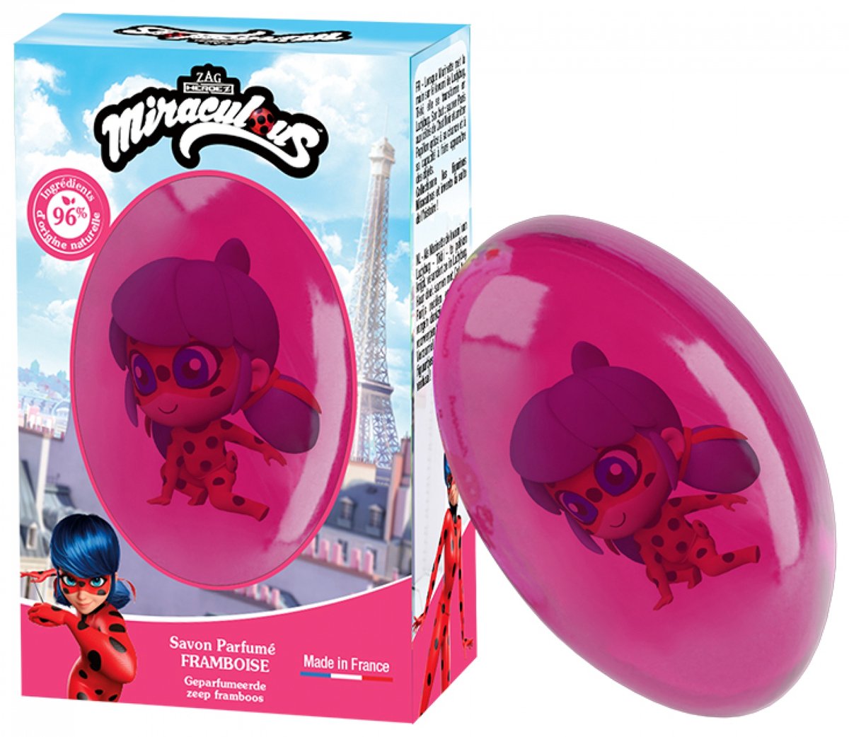 Le Comptoir du Bain Miraculous Geparfumeerde Zeep 75 g (Geur : Framboos Lieveheersbeestje)