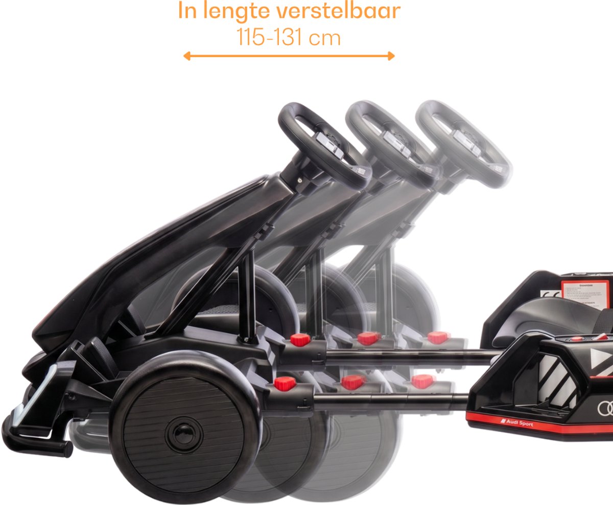 Audi Full Option Elektrische GoKart 6 tot 12 jaar – Officieel Gelicentieerde 24V Drift-Kart met Verstelbaar Frame & Bluetooth – Snelle Kinderkart met Soft-Start, LED-verlichting & EVA Voorwielen – Zwart — afbeelding 10