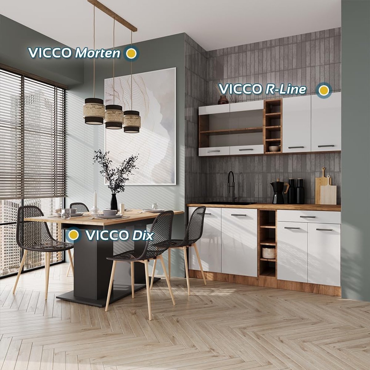 Luxe Uitschuifbare Eettafel NovaFlex Wit 140 x 90 x 76 cm – Moderne Rechthoekige Dining Tafel met Verlengbaar Blad en Stabiel Onderstel