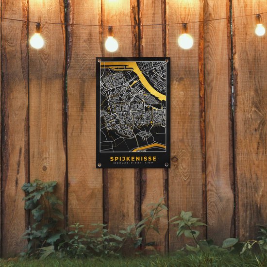 Carte Décoration Décoration de jardin - Spijkenisse - Or - Zwart - 40x60 cm - Affiche Jardin - Toile Jardin