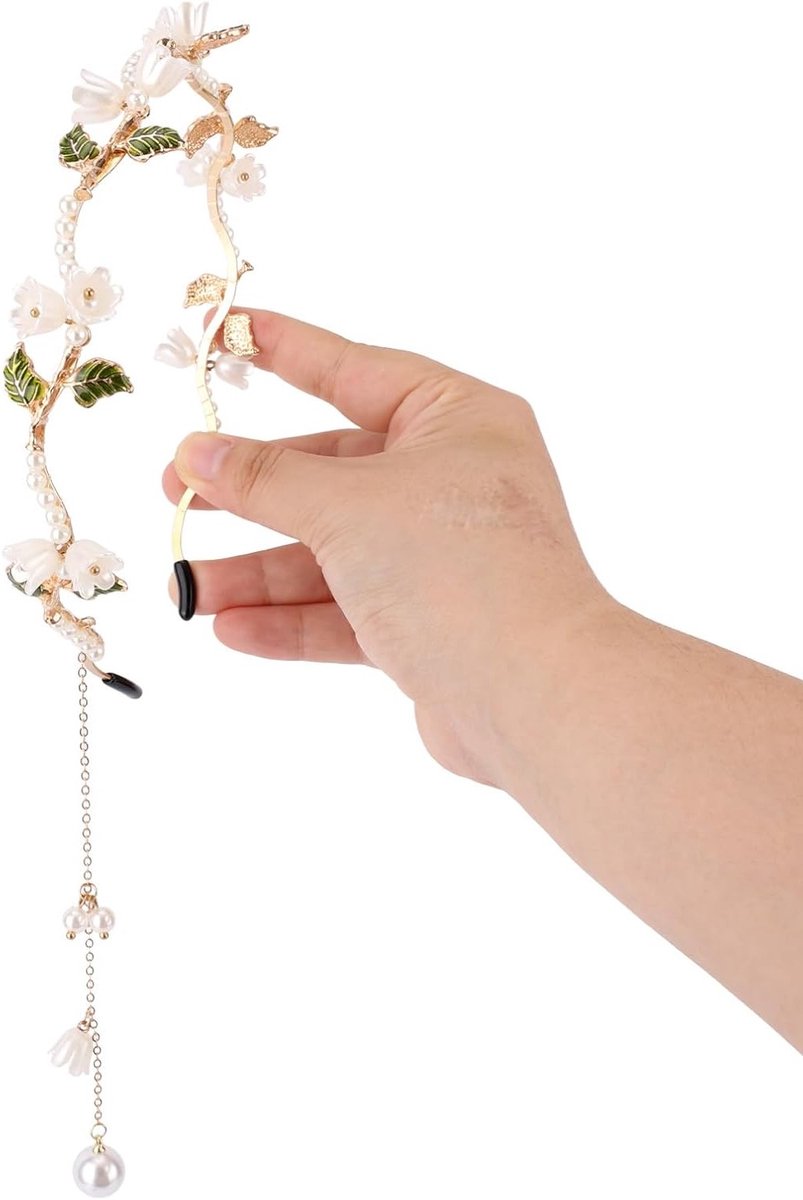Boho Bloemige Haarband voor Dames met Parels en Gouden Bladeren - Stijlvolle Bruidskroon en Feestelijke Haaraccessoires voor Bruiloften en Verjaardagen