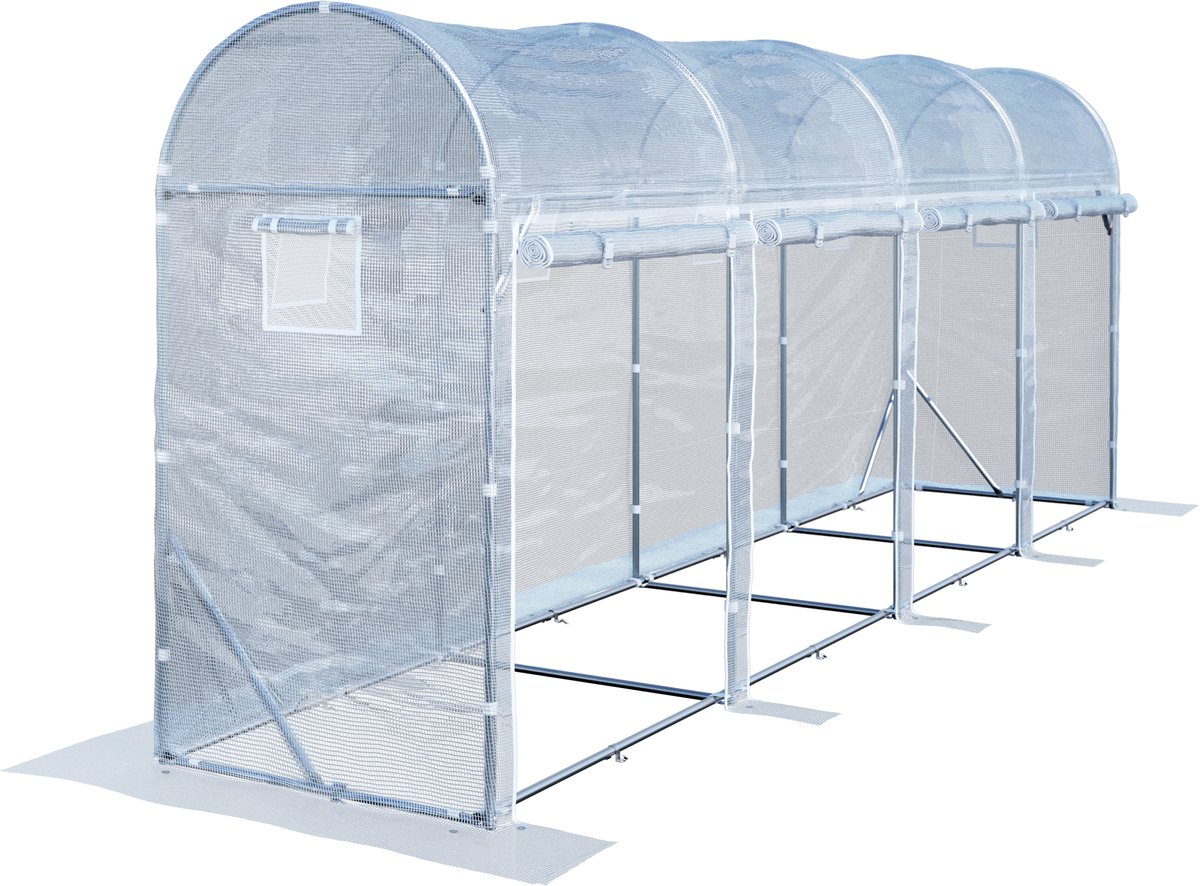 TOOLPORT Tomaten foliekas 1x6 m PE 180 g/m² UV-gestabiliseerd folietunnel met stalen frame, 2 m stahoogte, witte tuinkas