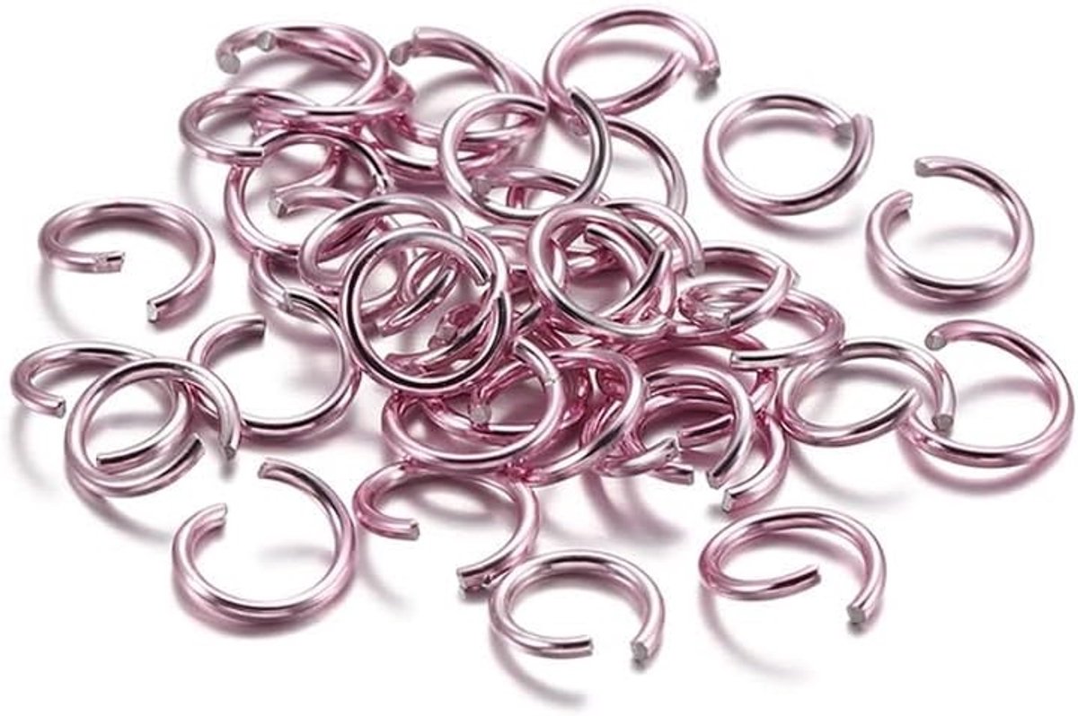 Set van 300 Kleurige Open Buigringen voor DIY Sieraden, Kralen, Oorbellen en Armbanden - Lichtroze 8mm