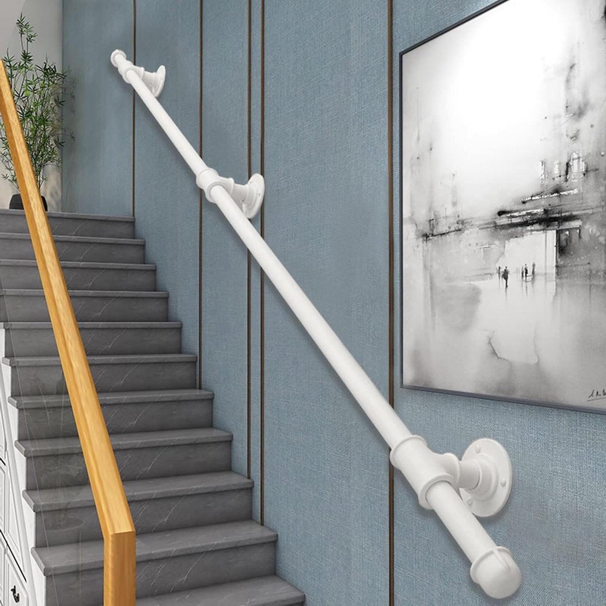 Trapleuning - Handgreep - Veiligheid Binnen - Smeedijzeren Stevigheid - 30-600cm - Wit