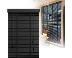 Houten Jaloezieën - Horizontale Raambekleding - Lichtregeling Thuis - Vochtbestendige Lamellen - 180x250 cm - Zwart