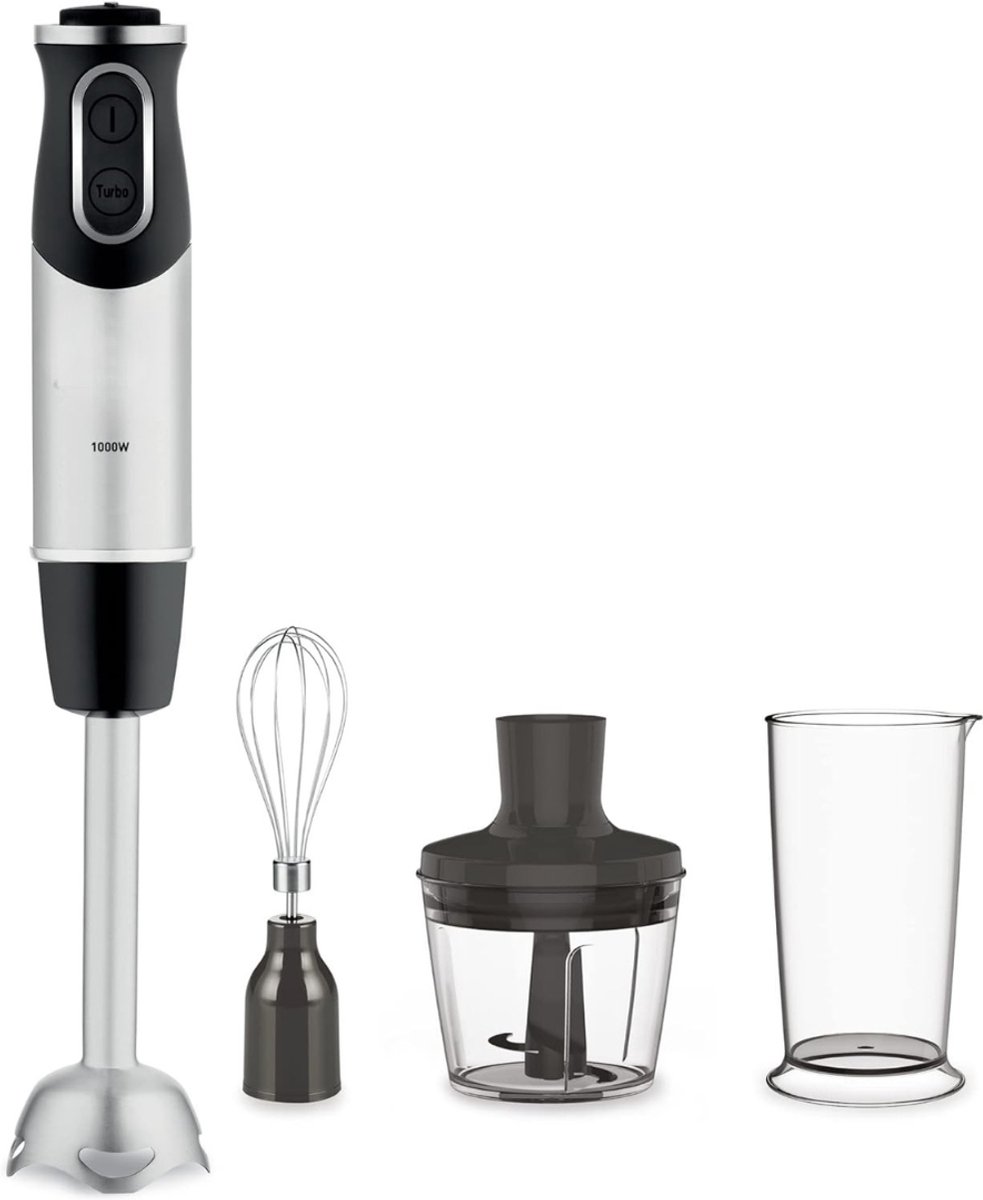 RWB® Staafmixer Set - Staafmixer - Handblender - Staal en Zwart - 7cm x 7cm x 40cm