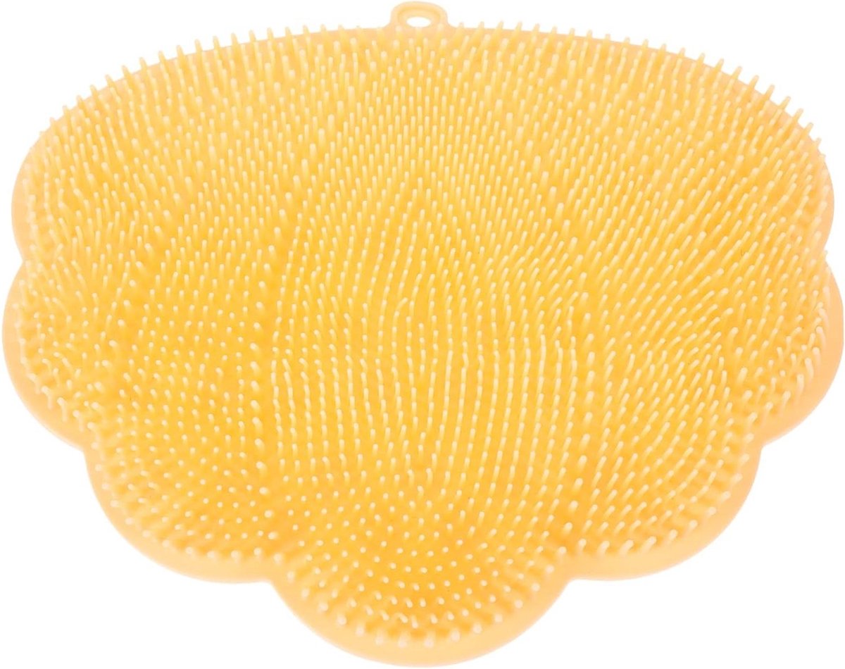 Voet Scrubber - Voeten Schrobber - Douchen en Masseren - Wandmontage Ontwerp - 29 x 26 x 2 cm - Geel