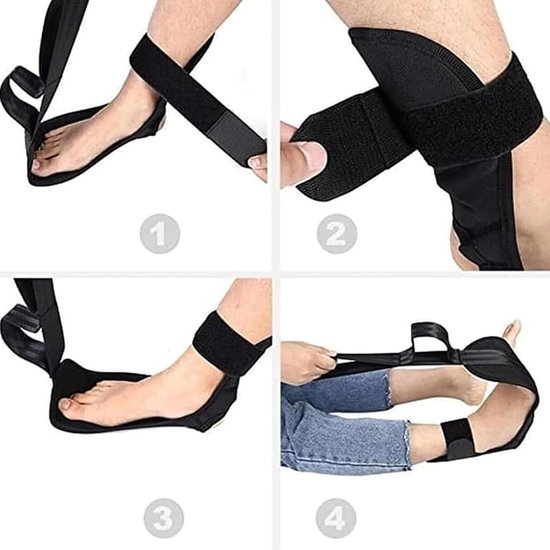 Yoga Stretching Strap - Beenstrekkerband - Fascia Stretcher - Unisex - Verlichting van Plantaire Fasciitis - Geschikt voor Fysiotherapie, Verlichting van Plantaire Fasciitis, Pilates, Dans, Gymnastiek - Grijs van Merkloos — afbeelding 4