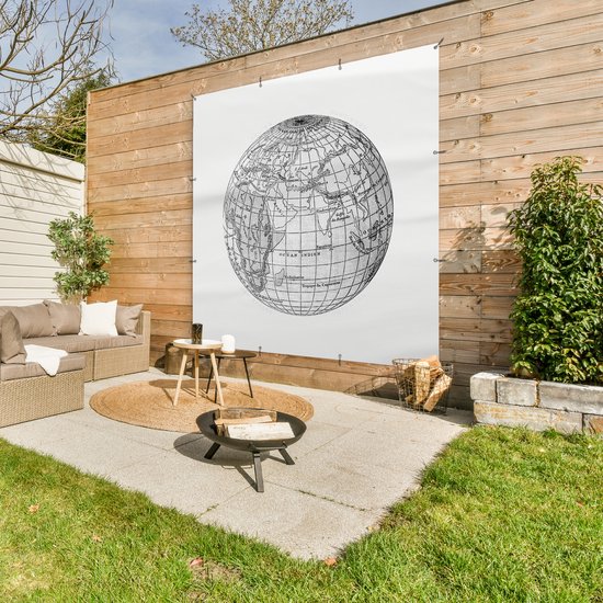Affiche de Jardin Vintage - Globe - Wereldkaart - 200x200 cm