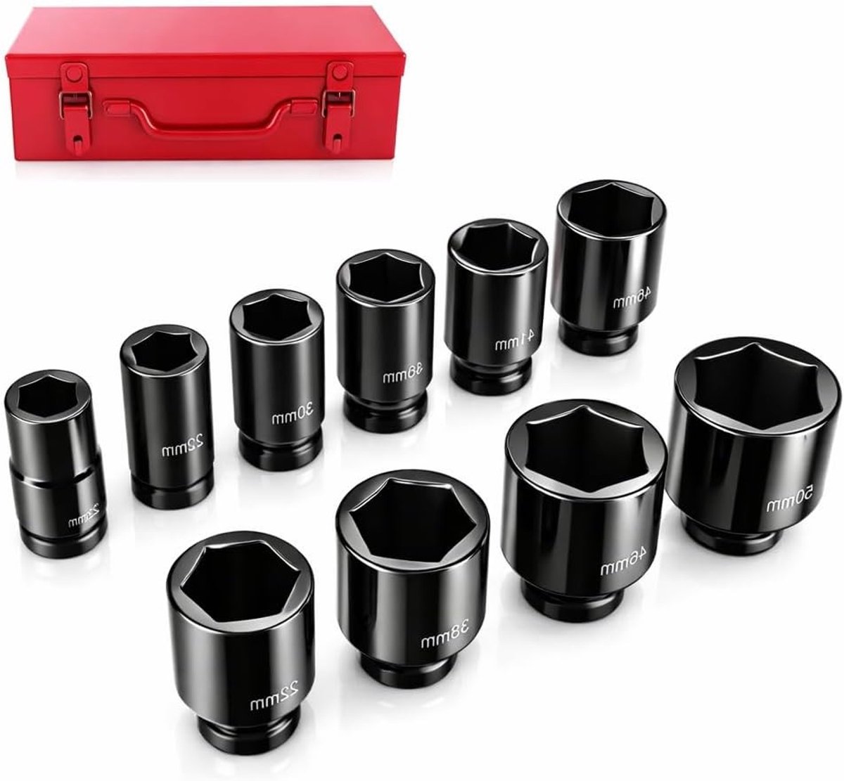 Complete 10-delige 3/4 Inch Ratchet Sleutelset met Zeskantige Impact Socket en 6-Punt Socket voor Professioneel Gebruik