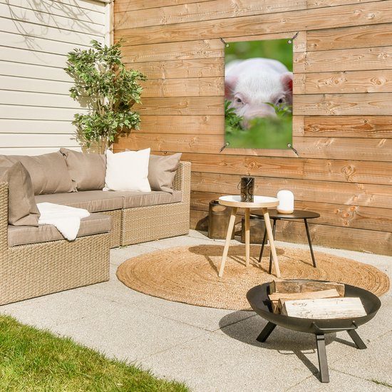 Affiche de jardin - Cochon - Herbe - Animaux - Vert - Jardin - Peinture de jardin - 40x60 cm - Décoration murale - Décoration murale - Toile de jardin - Affiche d'extérieur