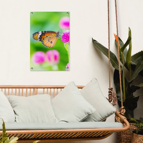 Affiche jardin - Papillon - Insectes - Fleurs - Fauna - Décoration de jardin - 40x60 cm - Toile jardin