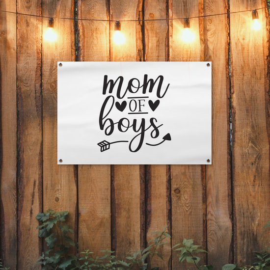 Citation de la fête des mères `` maman des garçons '' sur fond blanc affiche de jardin 90x60 cm