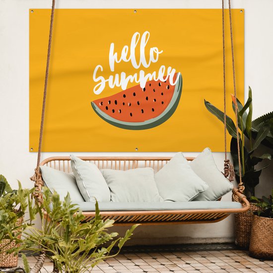 Décoration murale Summer - Pastèque - Oranje - 180x120 cm - Poster jardin - Toile jardin - Poster extérieur
