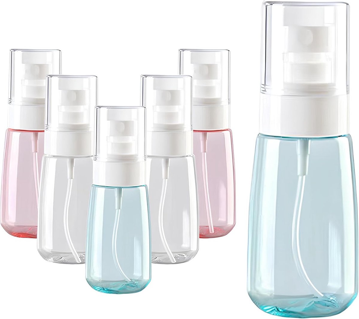 Herbruikbare 60ml Sprayflessen voor Essentiële Olie, Water en Make-up - Fijne Mist Vernevelaar, Set van 6, Perfect voor Reizen en Huishoudelijk Gebruik