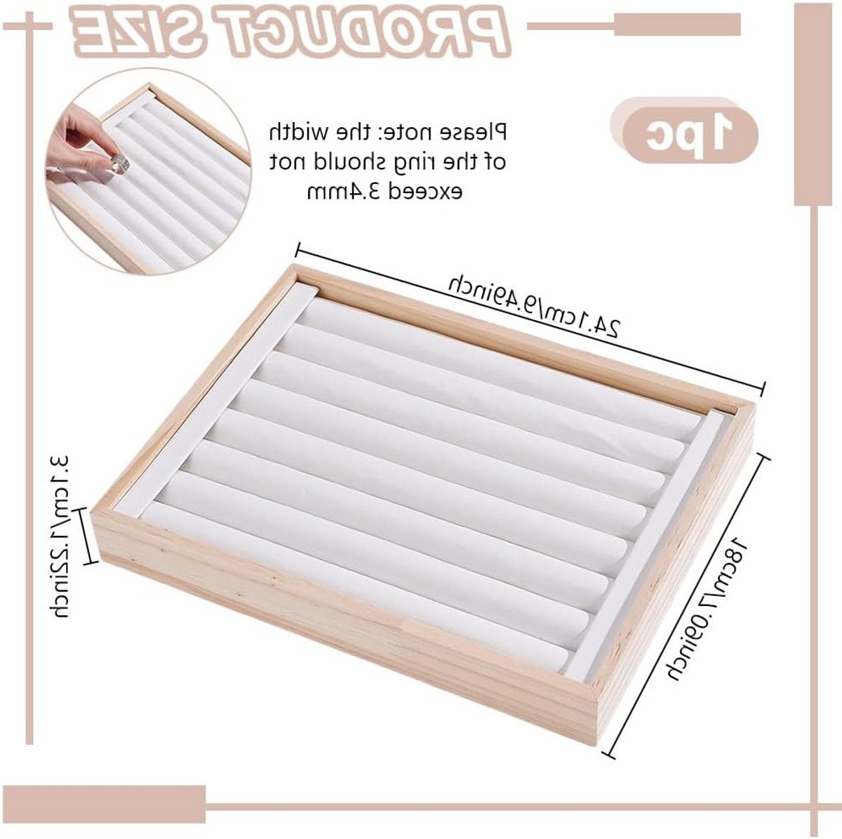 PU Leren Ringen Display Tray met 7 Slots voor Sieradenopslag en Organisatie, Wit, 24.2 x 18 x 3cm - Perfect voor Ringen, Oorbellen en Armbanden