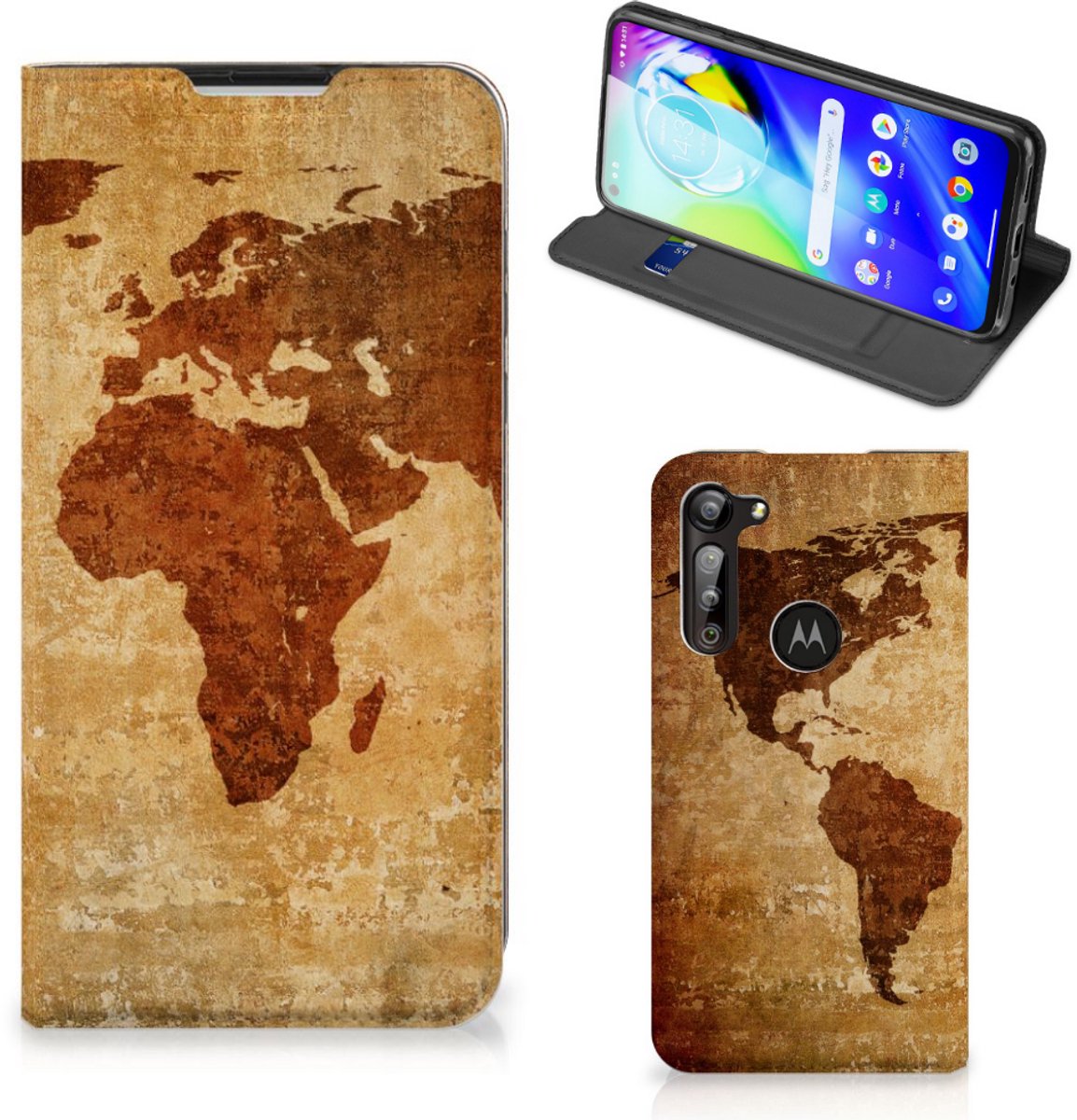 Motorola Moto G8 Power Book Cover Wereldkaart