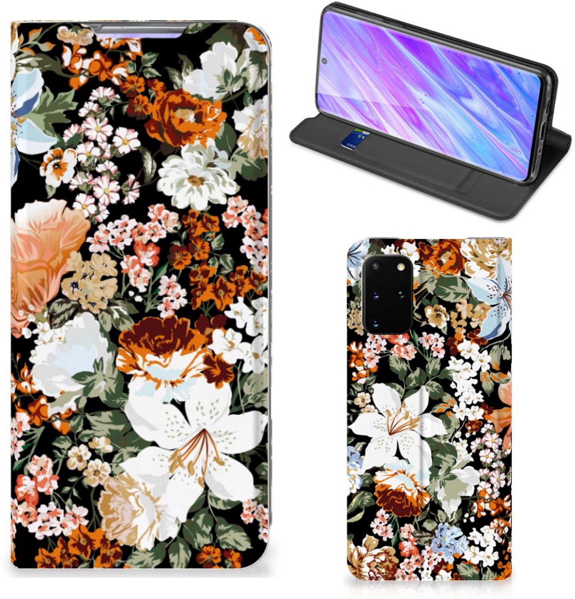 Smart Cover voor Samsung Galaxy S20 Plus Dark Flowers